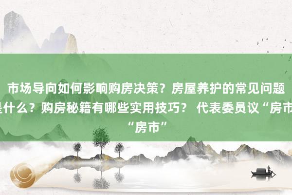 市场导向如何影响购房决策？房屋养护的常见问题是什么？购房秘籍有哪些实用技巧？ 代表委员议“房市”