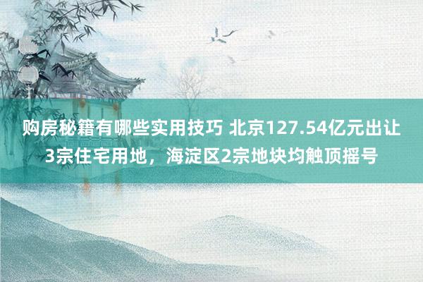 购房秘籍有哪些实用技巧 北京127.54亿元出让3宗住宅用地，海淀区2宗地块均触顶摇号