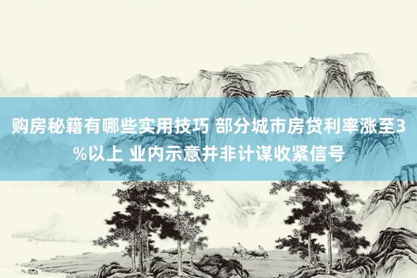 购房秘籍有哪些实用技巧 部分城市房贷利率涨至3%以上 业内示意并非计谋收紧信号