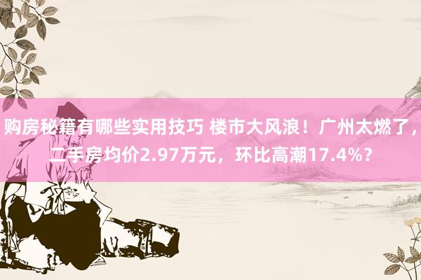 购房秘籍有哪些实用技巧 楼市大风浪！广州太燃了，二手房均价2.97万元，环比高潮17.4%？