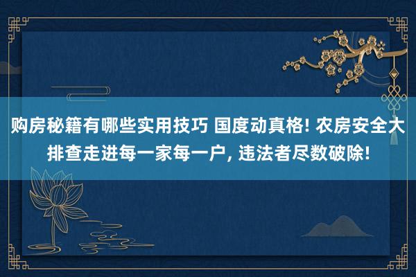 购房秘籍有哪些实用技巧 国度动真格! 农房安全大排查走进每一家每一户, 违法者尽数破除!