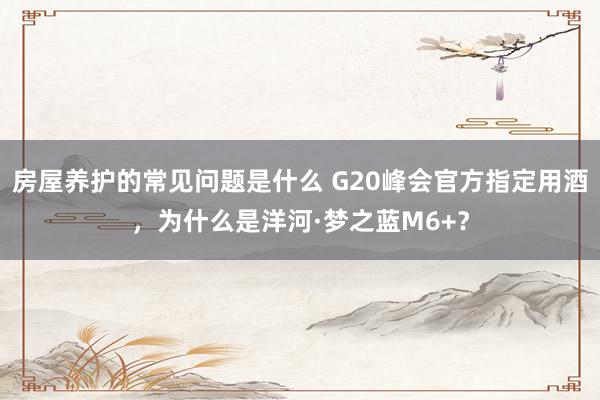 房屋养护的常见问题是什么 G20峰会官方指定用酒，为什么是洋河·梦之蓝M6+？