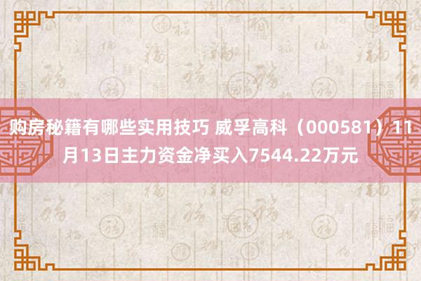 购房秘籍有哪些实用技巧 威孚高科（000581）11月13日主力资金净买入7544.22万元