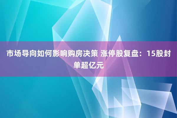 市场导向如何影响购房决策 涨停股复盘：15股封单超亿元