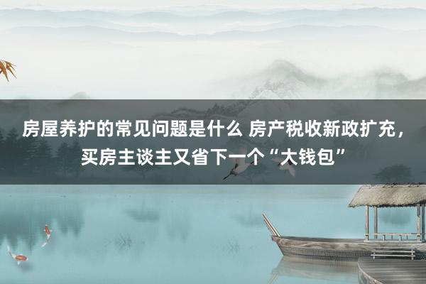 房屋养护的常见问题是什么 房产税收新政扩充，买房主谈主又省下一个“大钱包”