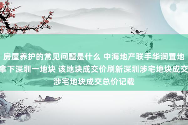 房屋养护的常见问题是什么 中海地产联手华润置地185亿元拿下深圳一地块 该地块成交价刷新深圳涉宅地块成交总价记载