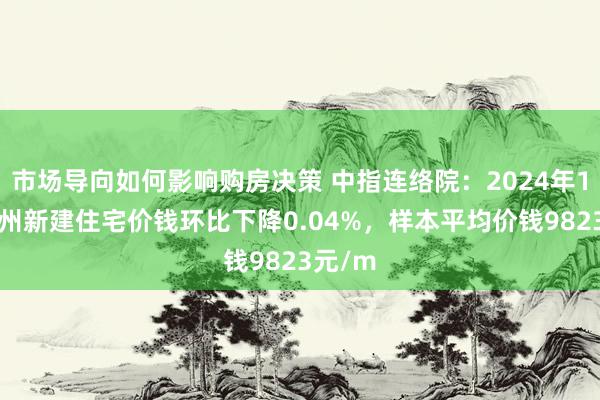 市场导向如何影响购房决策 中指连络院：2024年11月徐州新建住宅价钱环比下降0.04%，样本平均价钱9823元/m