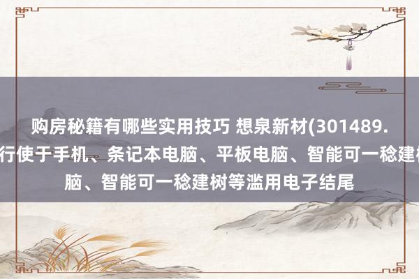 购房秘籍有哪些实用技巧 想泉新材(301489.SZ)：居品可粗拙行使于手机、条记本电脑、平板电脑、智能可一稔建树等滥用电子结尾