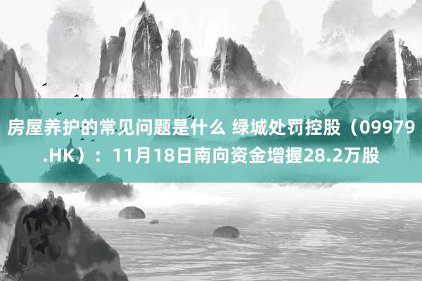 房屋养护的常见问题是什么 绿城处罚控股（09979.HK）：11月18日南向资金增握28.2万股