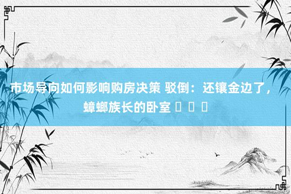 市场导向如何影响购房决策 驳倒：还镶金边了， 蟑螂族长的卧室 ​​​