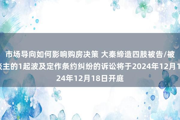 市场导向如何影响购房决策 大秦缔造四肢被告/被上诉东谈主的1起波及定作条约纠纷的诉讼将于2024年12月18日开庭