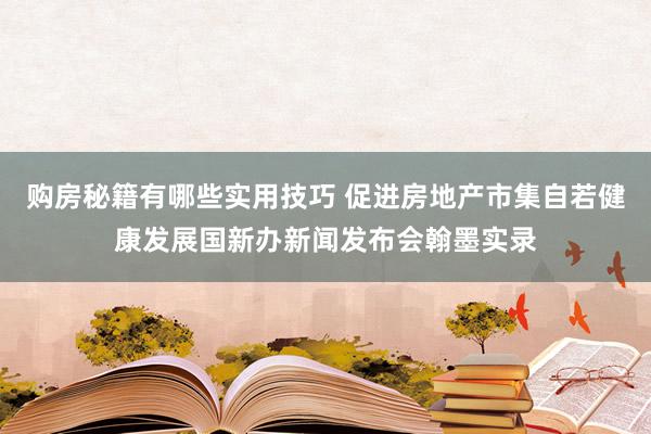 购房秘籍有哪些实用技巧 促进房地产市集自若健康发展国新办新闻发布会翰墨实录