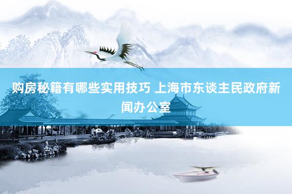 购房秘籍有哪些实用技巧 上海市东谈主民政府新闻办公室