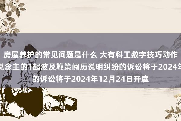 房屋养护的常见问题是什么 大有科工数字技巧动作被告/被上诉东说念主的1起波及鞭策阅历说明纠纷的诉讼将于2024年12月24日开庭