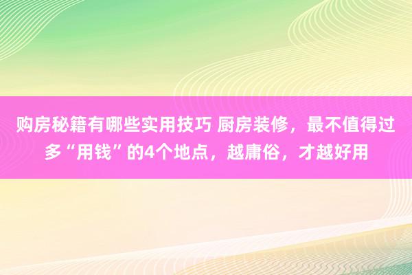 购房秘籍有哪些实用技巧 厨房装修，最不值得过多“用钱”的4个地点，越庸俗，才越好用