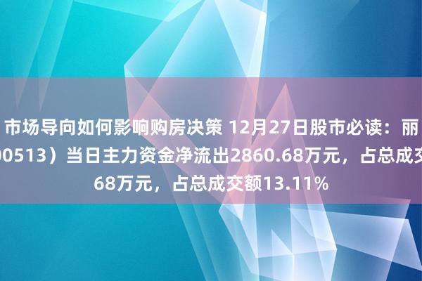 市场导向如何影响购房决策 12月27日股市必读：丽珠集团（000513）当日主力资金净流出2860.68万元，占总成交额13.11%