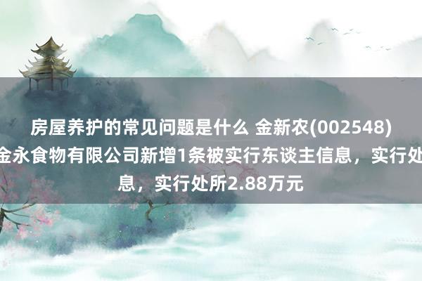 房屋养护的常见问题是什么 金新农(002548)控股的江西金永食物有限公司新增1条被实行东谈主信息，实行处所2.88万元