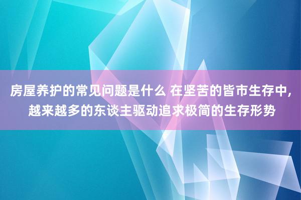 房屋养护的常见问题是什么 在坚苦的皆市生存中, 越来越多的东谈主驱动追求极简的生存形势