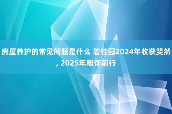 房屋养护的常见问题是什么 碧桂园2024年收获斐然, 2025年雕饰前行