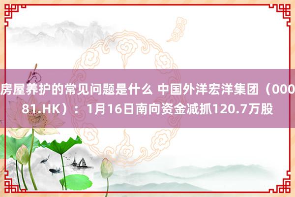 房屋养护的常见问题是什么 中国外洋宏洋集团（00081.HK）：1月16日南向资金减抓120.7万股