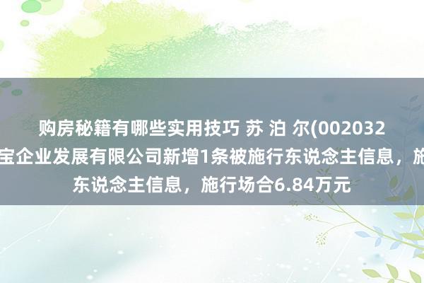 购房秘籍有哪些实用技巧 苏 泊 尔(002032)控股的上海福腾宝企业发展有限公司新增1条被施行东说念主信息，施行场合6.84万元