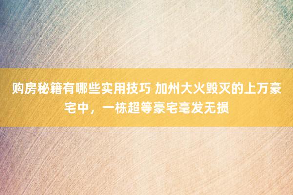 购房秘籍有哪些实用技巧 加州大火毁灭的上万豪宅中，一栋超等豪宅毫发无损