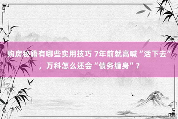 购房秘籍有哪些实用技巧 7年前就高喊“活下去”，万科怎么还会“债务缠身”？