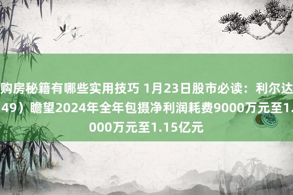 购房秘籍有哪些实用技巧 1月23日股市必读：利尔达（832149）瞻望2024年全年包摄净利润耗费9000万元至1.15亿元