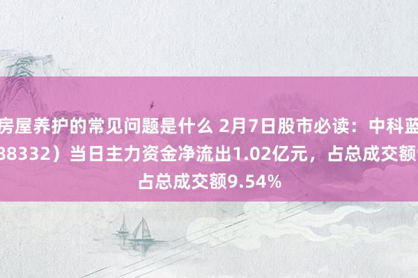 房屋养护的常见问题是什么 2月7日股市必读：中科蓝讯（688332）当日主力资金净流出1.02亿元，占总成交额9.54%