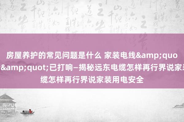 房屋养护的常见问题是什么 家装电线&quot;隐形革新&quot;已打响—揭秘远东电缆怎样再行界说家装用电安全