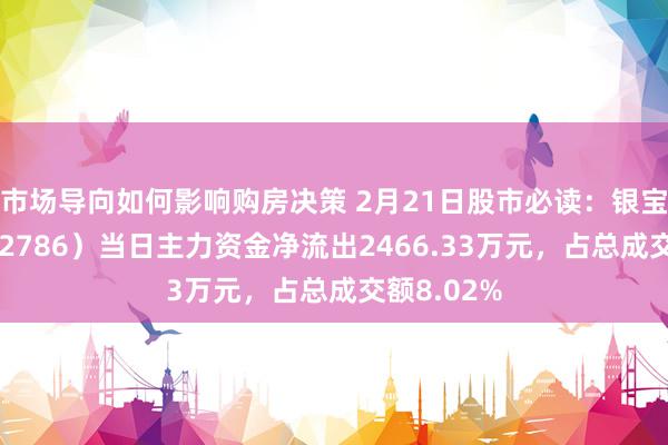 市场导向如何影响购房决策 2月21日股市必读：银宝山新（002786）当日主力资金净流出2466.33万元，占总成交额8.02%