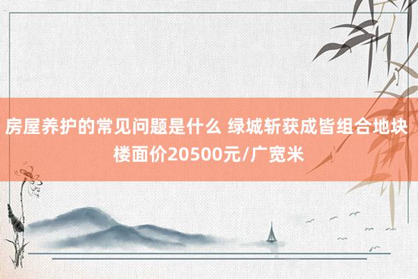 房屋养护的常见问题是什么 绿城斩获成皆组合地块 楼面价20500元/广宽米