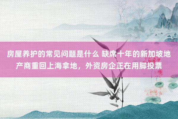 房屋养护的常见问题是什么 缺席十年的新加坡地产商重回上海拿地，外资房企正在用脚投票