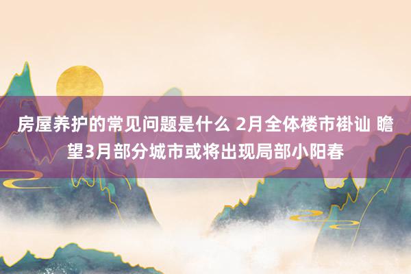 房屋养护的常见问题是什么 2月全体楼市褂讪 瞻望3月部分城市或将出现局部小阳春