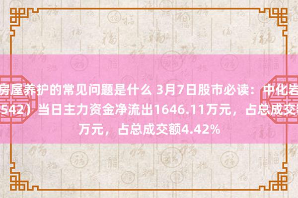 房屋养护的常见问题是什么 3月7日股市必读：中化岩土（002542）当日主力资金净流出1646.11万元，占总成交额4.42%