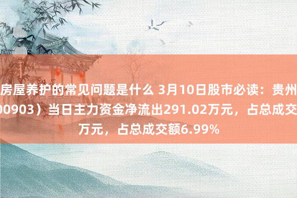 房屋养护的常见问题是什么 3月10日股市必读：贵州燃气（600903）当日主力资金净流出291.02万元，占总成交额6.99%